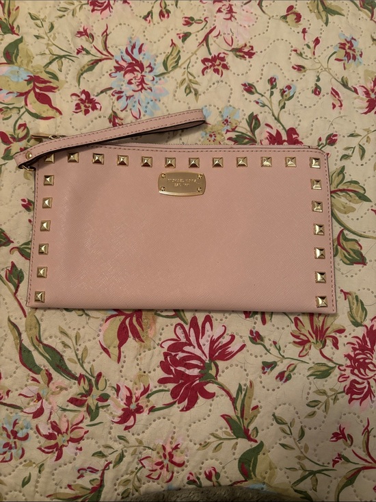 Michael Kors Handbags - Michael Kors Blush Pink Studded Wristlet Clutch